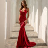 Robe satin rouge